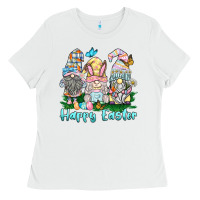 White happy easter gnome Ladies Tee - BarkalooDesign