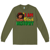 Army Green i am black history with afro black girl Long Sleeve Tee - texasbilliewilder