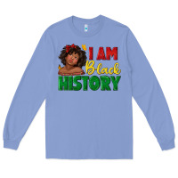 Colony Blue i am black history with afro black girl Long Sleeve Tee - texasbilliewilder