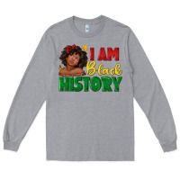 Heather Grey i am black history with afro black girl Long Sleeve Tee - texasbilliewilder