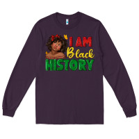 Plum i am black history with afro black girl Long Sleeve Tee - texasbilliewilder