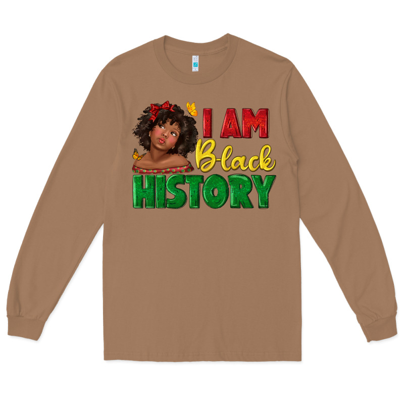 I Am Black History With Afro Black Girl Long Sleeve Tee by texasbilliewilder | Teevron