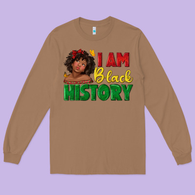 Long Sleeve Tee i am black history with afro black girl