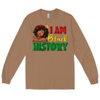 Toasted Coconut i am black history with afro black girl Long Sleeve Tee - texasbilliewilder