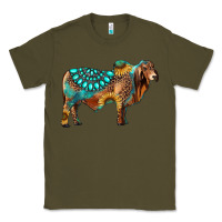 Army Green brahman bull gemstone turquoise and sunflower Classic Tee - RanaPortraitStore