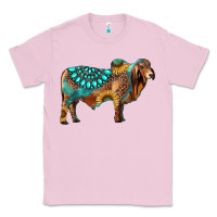 Bubblegum Pink brahman bull gemstone turquoise and sunflower Classic Tee - RanaPortraitStore