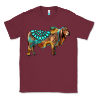Burgundy brahman bull gemstone turquoise and sunflower Classic Tee - RanaPortraitStore