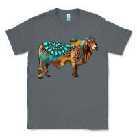 Charcoal Heather brahman bull gemstone turquoise and sunflower Classic Tee - RanaPortraitStore