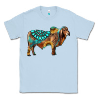 Dusty Blue brahman bull gemstone turquoise and sunflower Classic Tee - RanaPortraitStore
