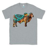 Heather Grey brahman bull gemstone turquoise and sunflower Classic Tee - RanaPortraitStore