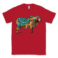 Red brahman bull gemstone turquoise and sunflower Classic Tee - RanaPortraitStore