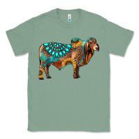 Brahman Bull Gemstone Turquoise And Sunflower Classic Tee | Teevron
