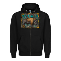 Black stay wild aztec bison Zipper Hoodie - RanaPortraitStore