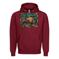 Burgundy stay wild aztec bison Zipper Hoodie - RanaPortraitStore