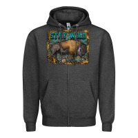 Charcoal Heather stay wild aztec bison Zipper Hoodie - RanaPortraitStore