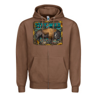 Chestnut stay wild aztec bison Zipper Hoodie - RanaPortraitStore