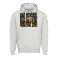 Dove Grey stay wild aztec bison Zipper Hoodie - RanaPortraitStore