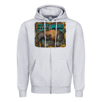 Heather Grey stay wild aztec bison Zipper Hoodie - RanaPortraitStore