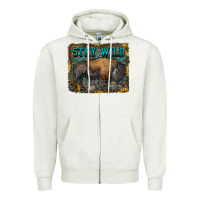 Oatmeal Heather stay wild aztec bison Zipper Hoodie - RanaPortraitStore