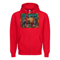 Red stay wild aztec bison Zipper Hoodie - RanaPortraitStore