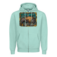 Seafoam stay wild aztec bison Zipper Hoodie - RanaPortraitStore