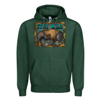 Sports Green stay wild aztec bison Zipper Hoodie - RanaPortraitStore
