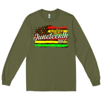 Army Green juneteenth 1865 with crown flag Long Sleeve Tee - texasbilliewilder