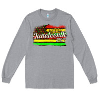 Heather Grey juneteenth 1865 with crown flag Long Sleeve Tee - texasbilliewilder