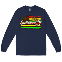 Navy juneteenth 1865 with crown flag Long Sleeve Tee - texasbilliewilder