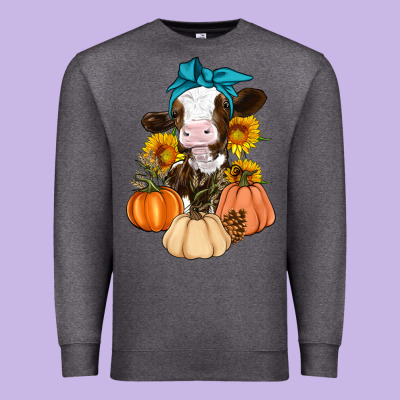 Cow Fall Pumpkin Premium Sweatshirt Designed By Artiststas