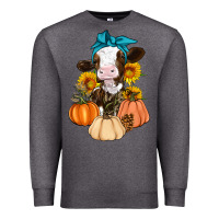 Charcoal Heather Cow Fall Pumpkin Premium Sweatshirt - Artiststas