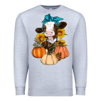Heather Grey Cow Fall Pumpkin Premium Sweatshirt - Artiststas