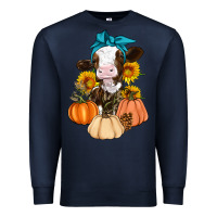 Navy Cow Fall Pumpkin Premium Sweatshirt - Artiststas
