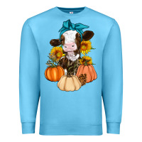 Ocean Blue Cow Fall Pumpkin Premium Sweatshirt - Artiststas