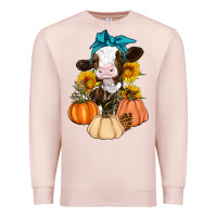 Pale Pink Cow Fall Pumpkin Premium Sweatshirt - Artiststas