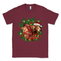 Burgundy merry Christmas brahman bull Classic Tee - RanaPortraitStore