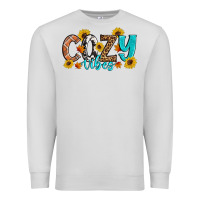 Dove Grey Cozy Vibes Fall Sunflowers Premium Sweatshirt - Artiststas