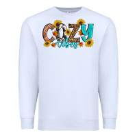 White Cozy Vibes Fall Sunflowers Premium Sweatshirt - Artiststas