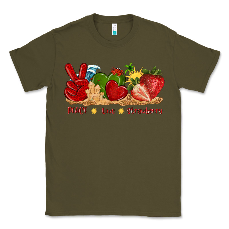 Peace Love Strawberry With Summer Classic Tee by texasbilliewilder | Teevron