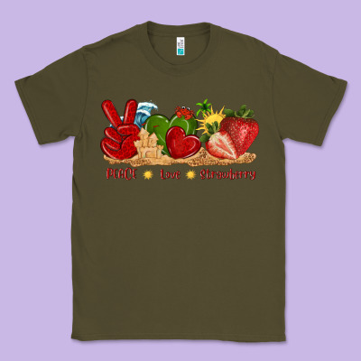 Peace Love Strawberry With Summer Classic Tee Designed By Texasbilliewilder