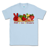 Dusty Blue peace love strawberry with summer Classic Tee - texasbilliewilder