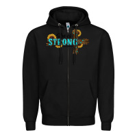 Black she i̇s strong western cross Zipper Hoodie - RanaPortraitStore