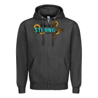 Charcoal Heather she i̇s strong western cross Zipper Hoodie - RanaPortraitStore