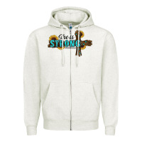 Oatmeal Heather she i̇s strong western cross Zipper Hoodie - RanaPortraitStore