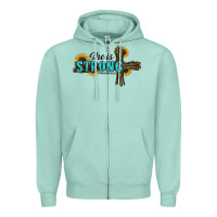 Seafoam she i̇s strong western cross Zipper Hoodie - RanaPortraitStore