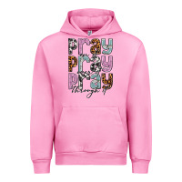 Fuchsia Pink pray on it pray over it pray through it Urban Hoodie - NancyCooperArtShop
