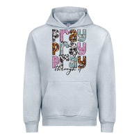 Heather Grey pray on it pray over it pray through it Urban Hoodie - NancyCooperArtShop