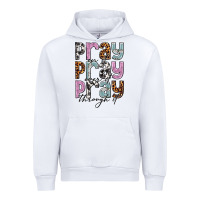 White pray on it pray over it pray through it Urban Hoodie - NancyCooperArtShop