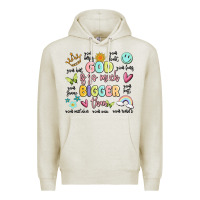 Oatmeal Heather god is so much bigger than malia Premium Hoodie - MaliasSmallBusiness