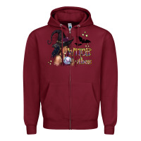 Burgundy Black Witch Vibes Zipper Hoodie - texasbilliewilder
